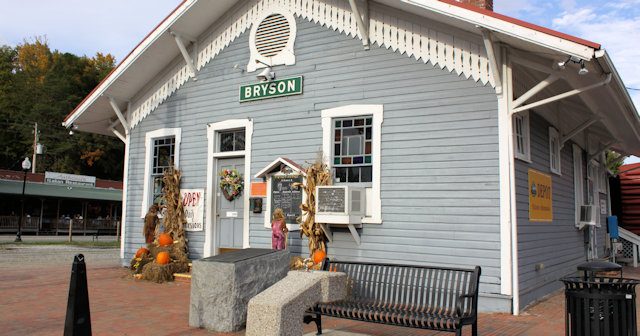 The train station at Bryson City, North Carolina.
